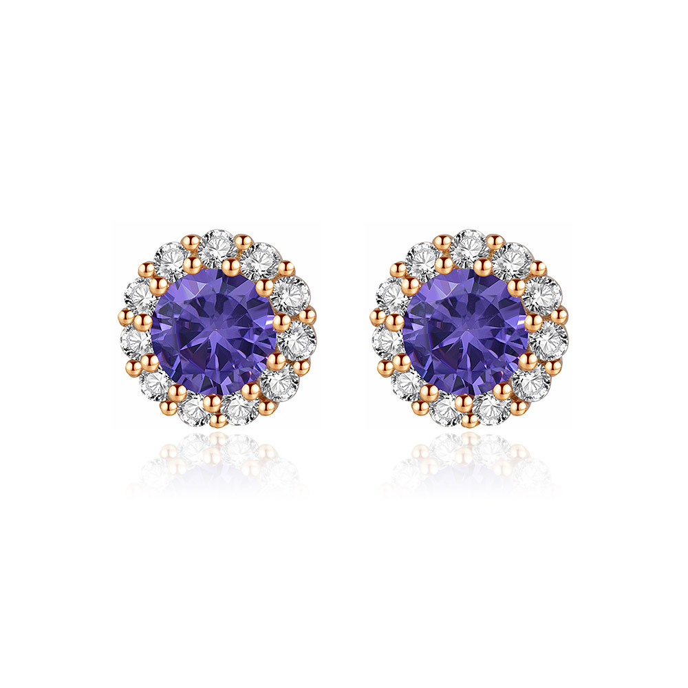 Rose Gold Amethyst Stud Earring